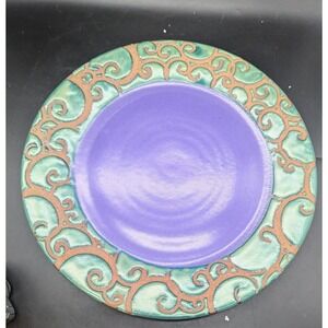 Vintage Studio Art Pottery 15" Stoneware Decorative Charger Plate Green...